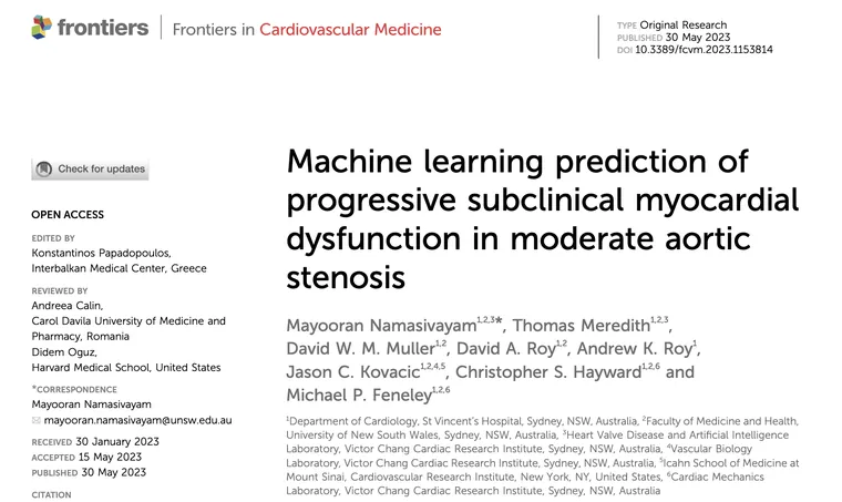 Machine learning prediction of progressive subclinical myocardial dysfunction in moderate aortic stenosis